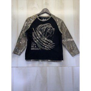 Buck Wear Boys Size M Grizzly Bear 3D Long Sleeve Shirt-5745